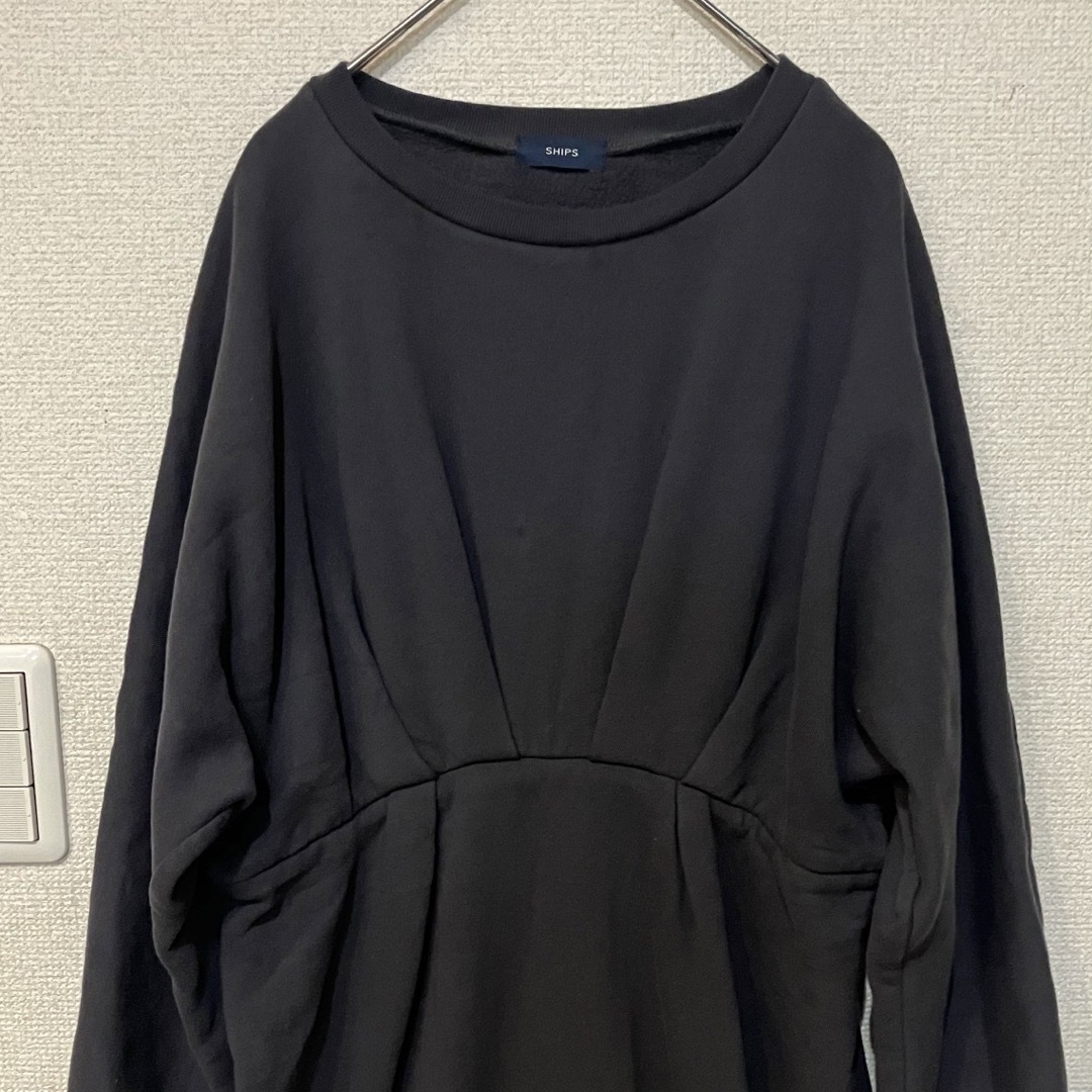 SHIPS(シップス)のシップス　タックロングワンピース　size S チャコールグレー レディースのワンピース(ロングワンピース/マキシワンピース)の商品写真