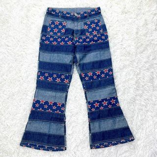 ヒステリックグラマー(HYSTERIC GLAMOUR)の希少 ヒステリックグラマー ウミヘビ パッチワーク スター 星 フレア 64(デニム/ジーンズ)