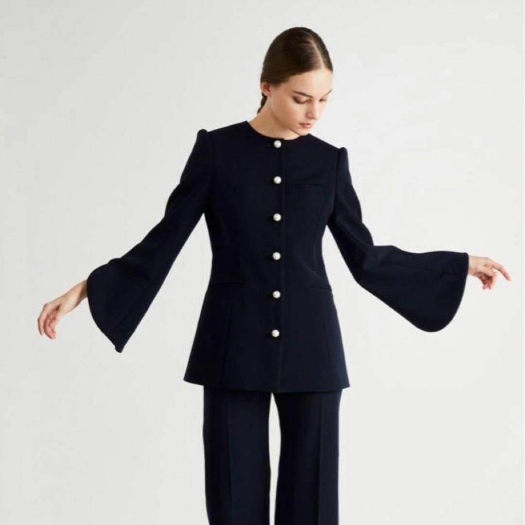 BORDERS at BALCONY(ボーダーズアットバルコニー)のボーダーズアットバルコニー ROUND SLIT SLEEVE JACKET レディースのジャケット/アウター(ノーカラージャケット)の商品写真