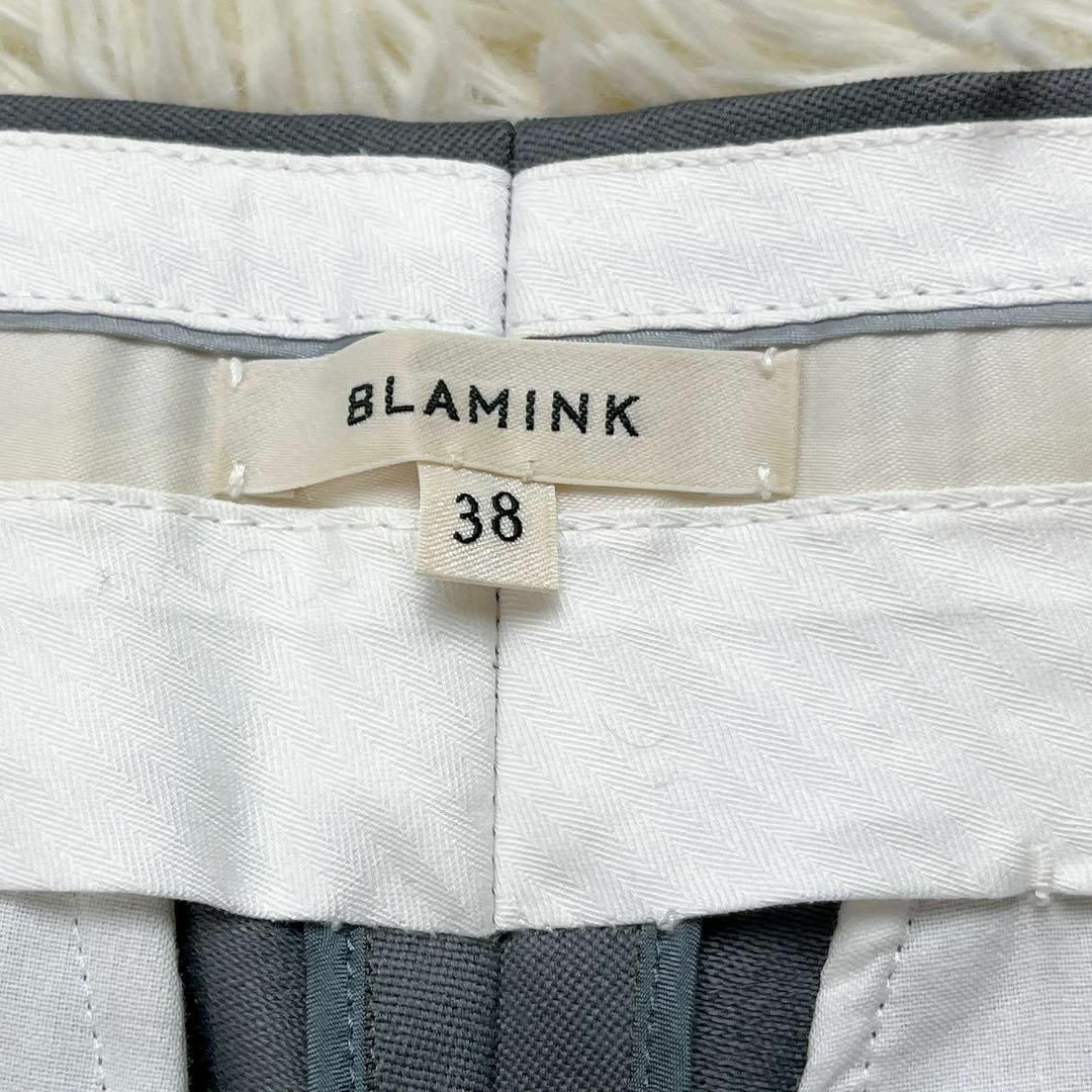 BLAMINK(ブラミンク)の未使用級 BLAMINK ブラミンク ウールパンツ センタープレス グレー 38 レディースのパンツ(カジュアルパンツ)の商品写真