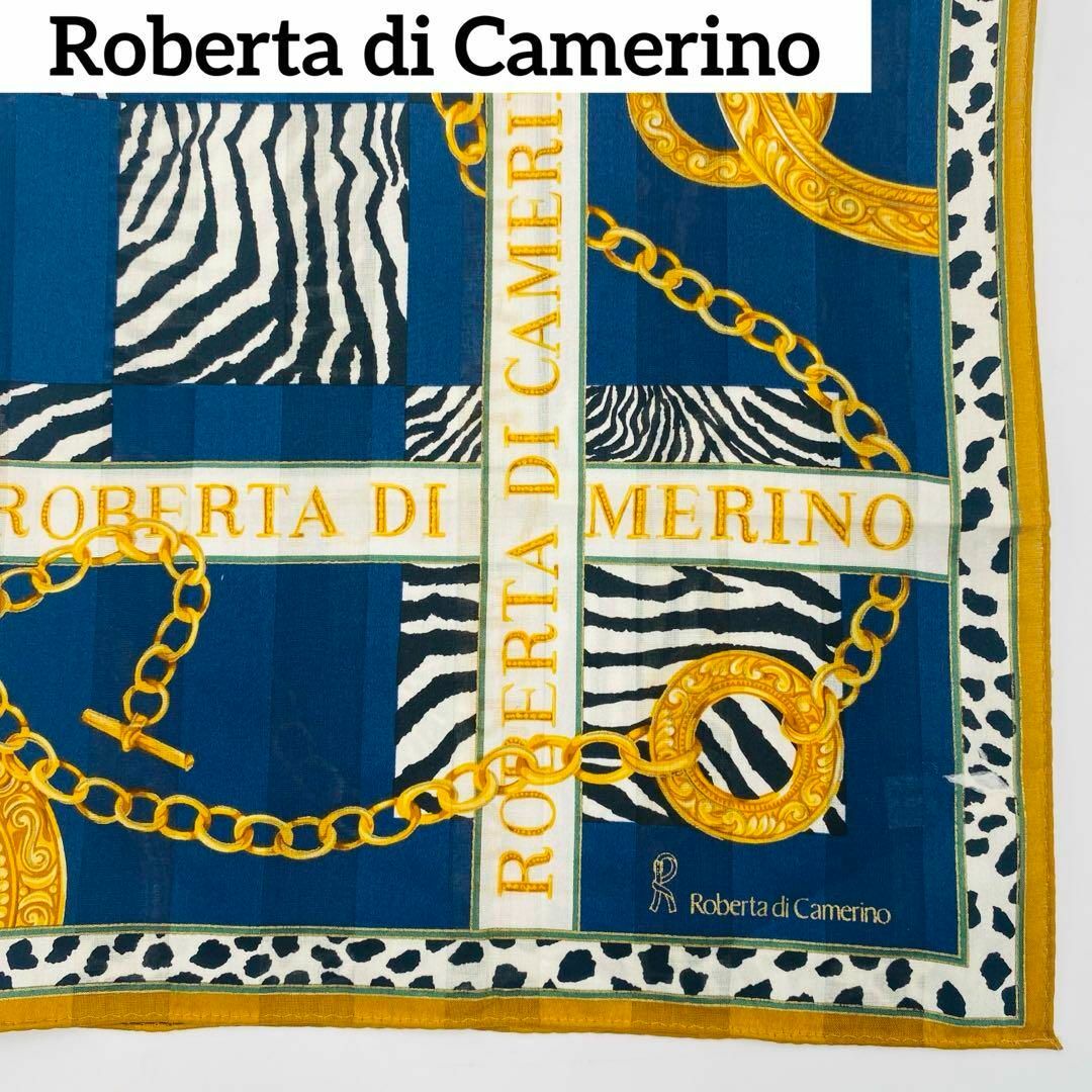 ROBERTA DI CAMERINO(ロベルタディカメリーノ)の極美品 ★Roberta di Camerino★ ハンカチ 大判 ネイビー レディースのファッション小物(ハンカチ)の商品写真