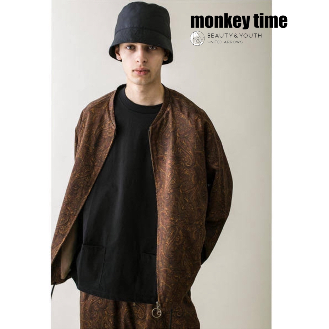 ZARA(ザラ)の希少L★monkey time モンキータイム ペイズリー柄 ノーカラーブルゾン メンズのジャケット/アウター(ブルゾン)の商品写真