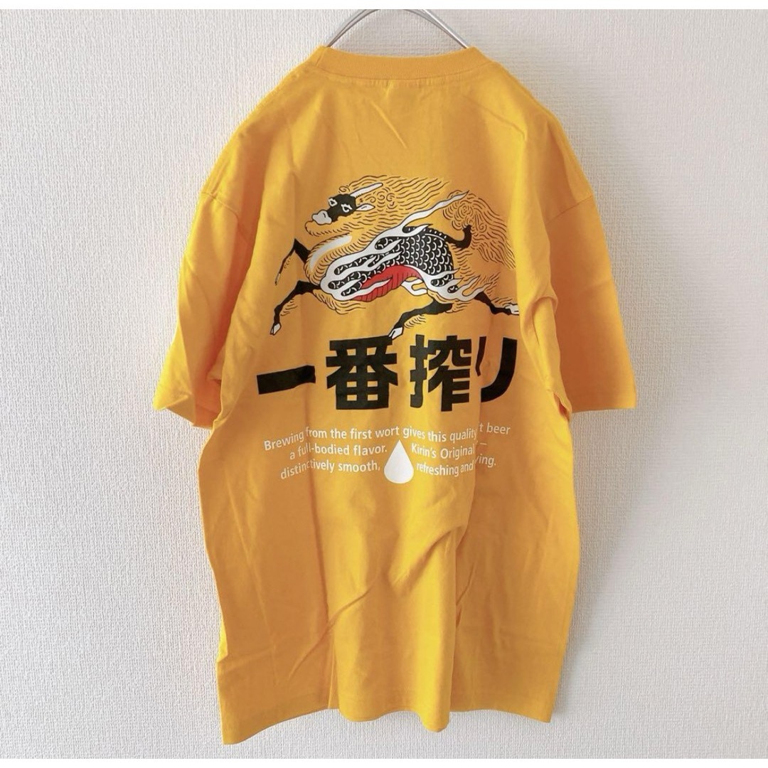 【非売品】Tシャツ　キリン一番絞り　黄色　企業系　バックプリント メンズのトップス(Tシャツ/カットソー(半袖/袖なし))の商品写真