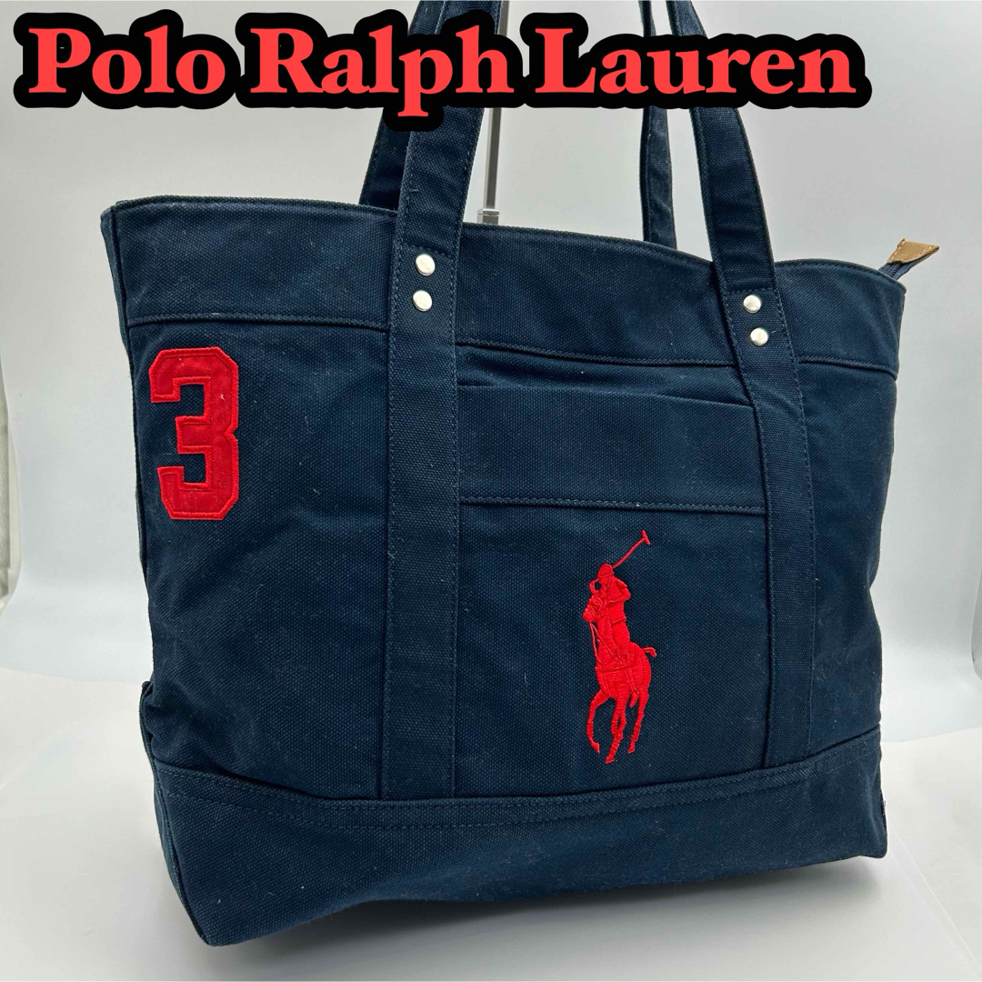 POLO RALPH LAUREN(ポロラルフローレン)のポロラルフローレン トートバック ポニー ネイビー キャンバス メンズのバッグ(トートバッグ)の商品写真