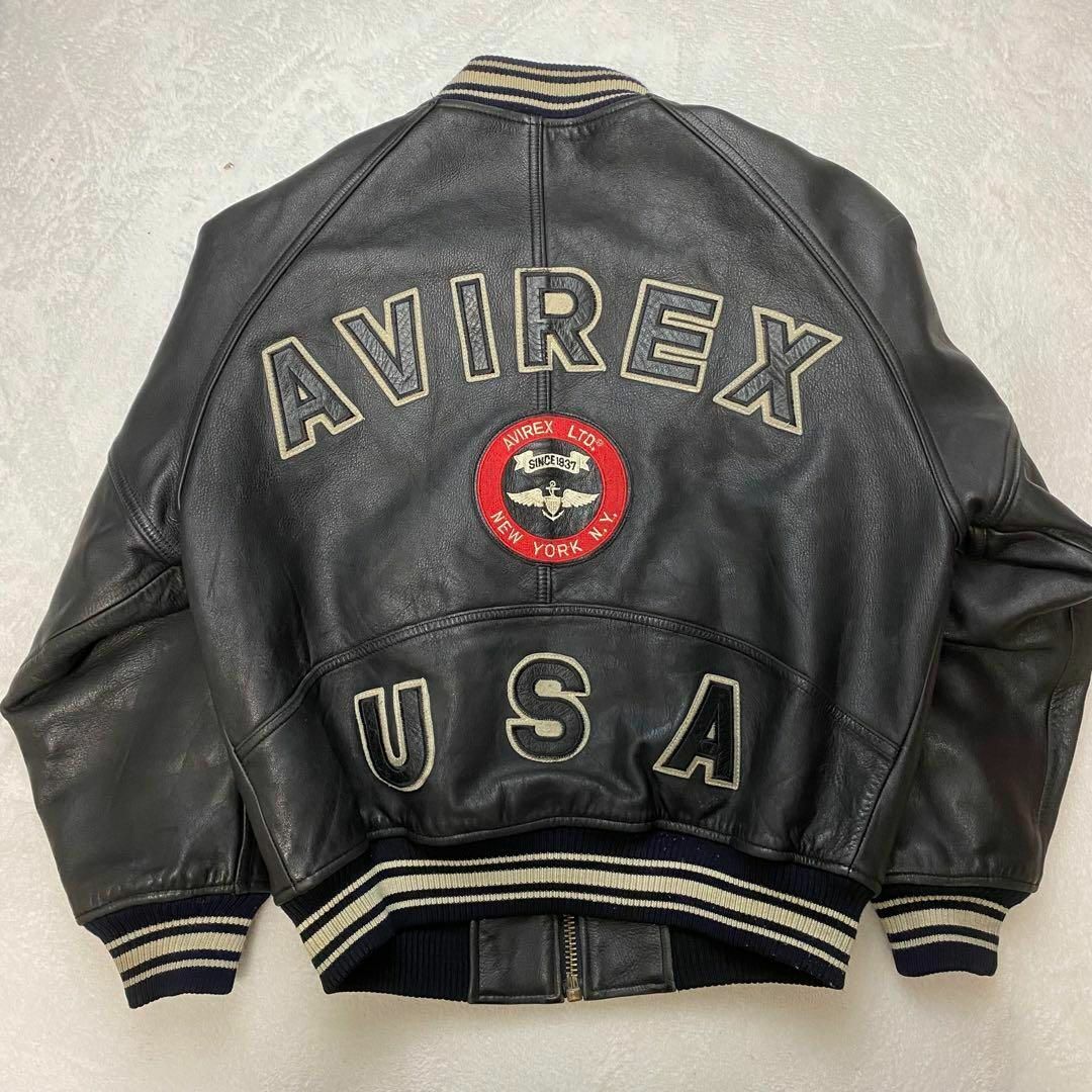 AVIREX(アヴィレックス)の極美品 AVIREX スタジャン アワードジャケット オールレザー ロゴワッペン メンズのジャケット/アウター(スタジャン)の商品写真