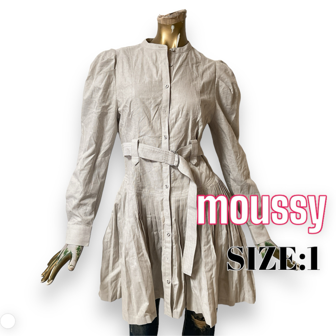 moussy(マウジー)のmoussy ♥ ウエストマーク ベルト プリーツ 長袖 シャツ ワンピース レディースのワンピース(ミニワンピース)の商品写真