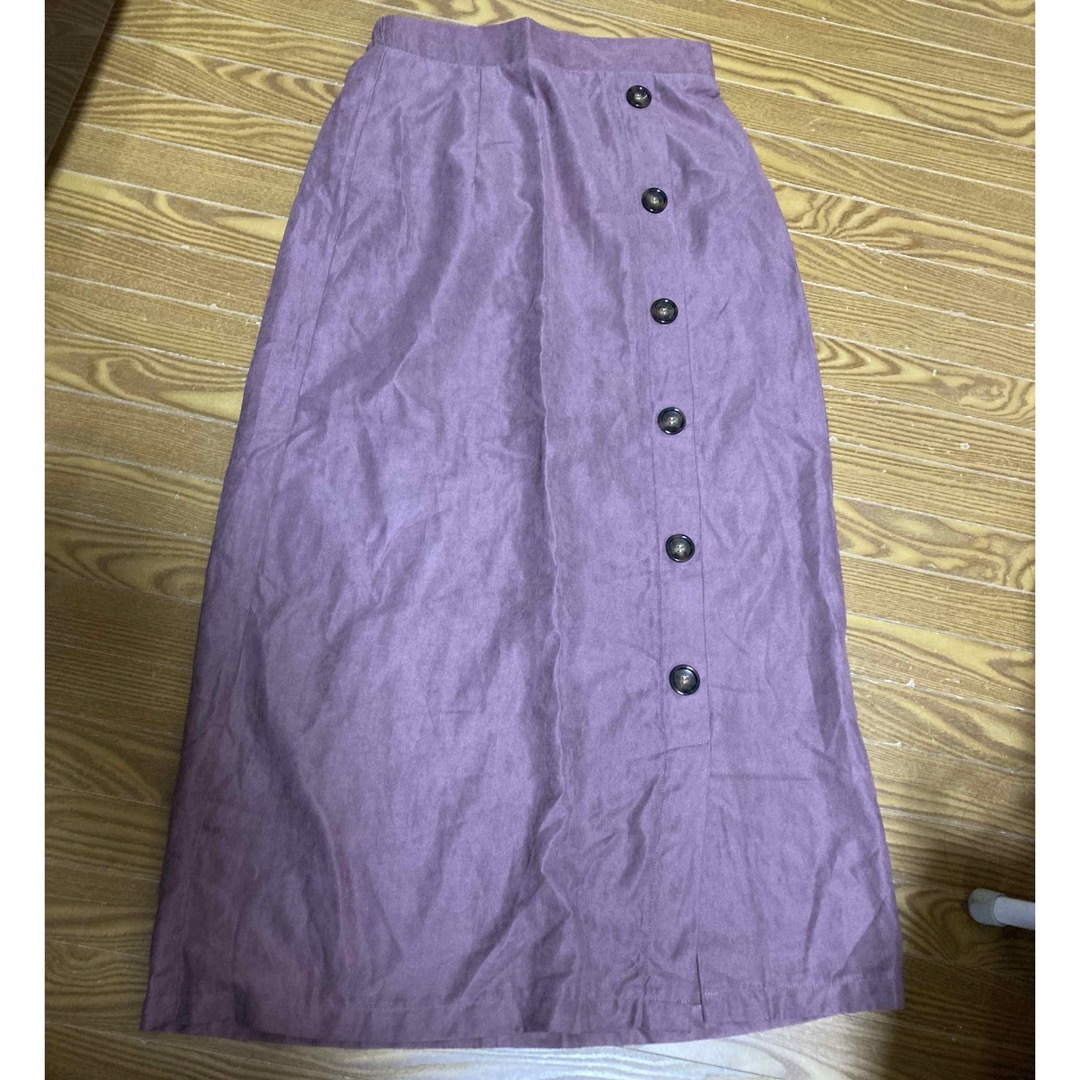 ロングスカート　Mサイズ　紫ピンク系 レディースのスカート(ロングスカート)の商品写真
