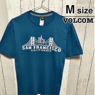 ボルコム(volcom)のVOLCOM　Tシャツ　M　ライトブルー　水色　プリント　コットン　USA古着(Tシャツ/カットソー(半袖/袖なし))