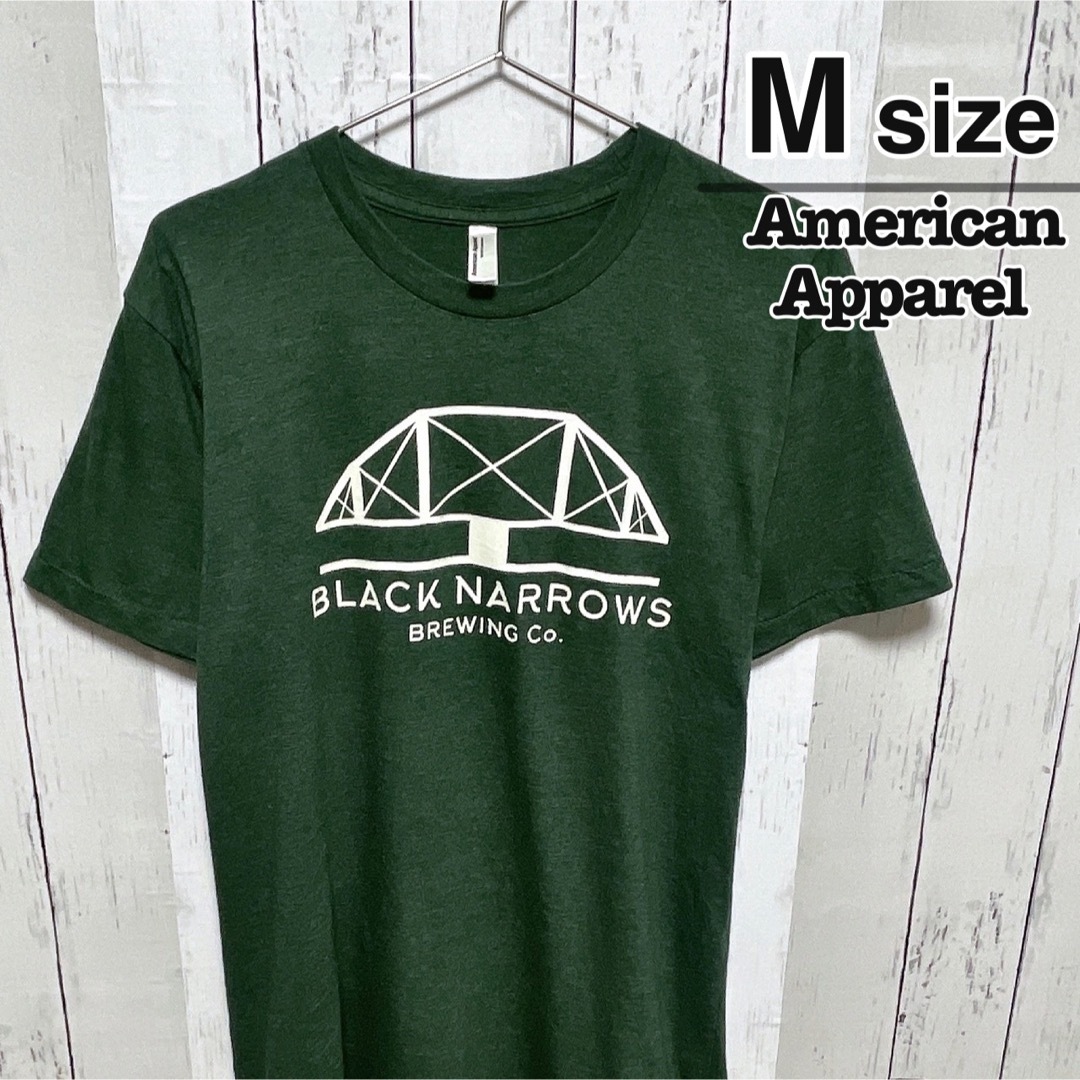 American Apparel(アメリカンアパレル)のアメリカンアパレル　Tシャツ　グリーン　シングルステッチ　プリント　USA古着 メンズのトップス(Tシャツ/カットソー(半袖/袖なし))の商品写真