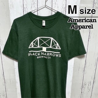 American Apparel - アメリカンアパレル　Tシャツ　グリーン　シングルステッチ　プリント　USA古着