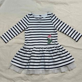 プチバトー(PETIT BATEAU)のプチバトー★トトロ刺繍　ボーダーワンピース　24m 80 90(ワンピース)