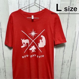 USA古着　Tシャツ　Lサイズ　レッド　ロゴ　プリント　アニマル　クルーネック(Tシャツ/カットソー(半袖/袖なし))