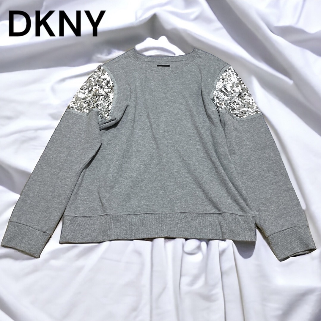 DKNY(ダナキャランニューヨーク)の希少　スパンコール スゥエット　グレー　ダナキャラン　DKNY トレーナー レディースのトップス(トレーナー/スウェット)の商品写真