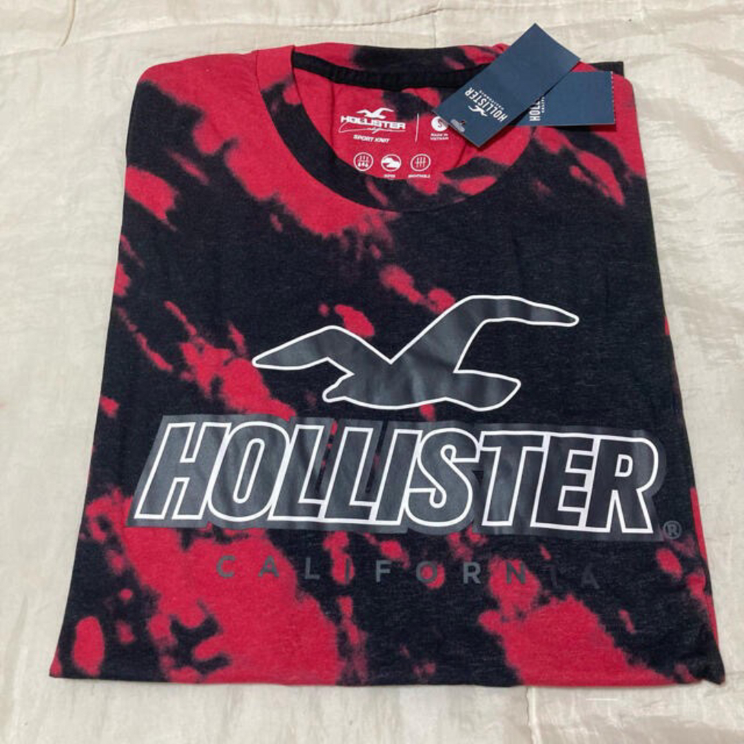 Hollister(ホリスター)の新品タグ付き☆ホリスターマーブル半袖ＴシャツS赤黒アバクロアメリカンイーグル メンズのトップス(Tシャツ/カットソー(半袖/袖なし))の商品写真