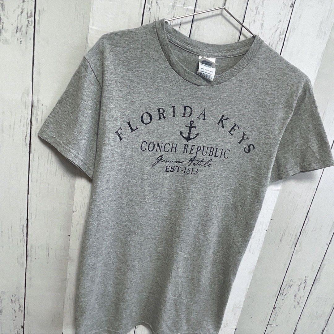 DELTA(デルタ)のDELTA　Tシャツ　S　グレー　プリント　フロリダ　イカリ　錨　USA古着 メンズのトップス(Tシャツ/カットソー(半袖/袖なし))の商品写真