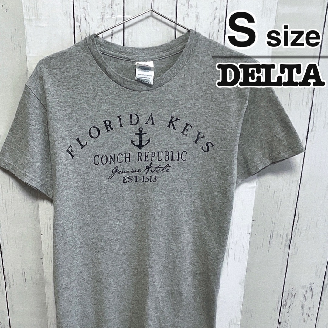 DELTA(デルタ)のDELTA　Tシャツ　S　グレー　プリント　フロリダ　イカリ　錨　USA古着 メンズのトップス(Tシャツ/カットソー(半袖/袖なし))の商品写真