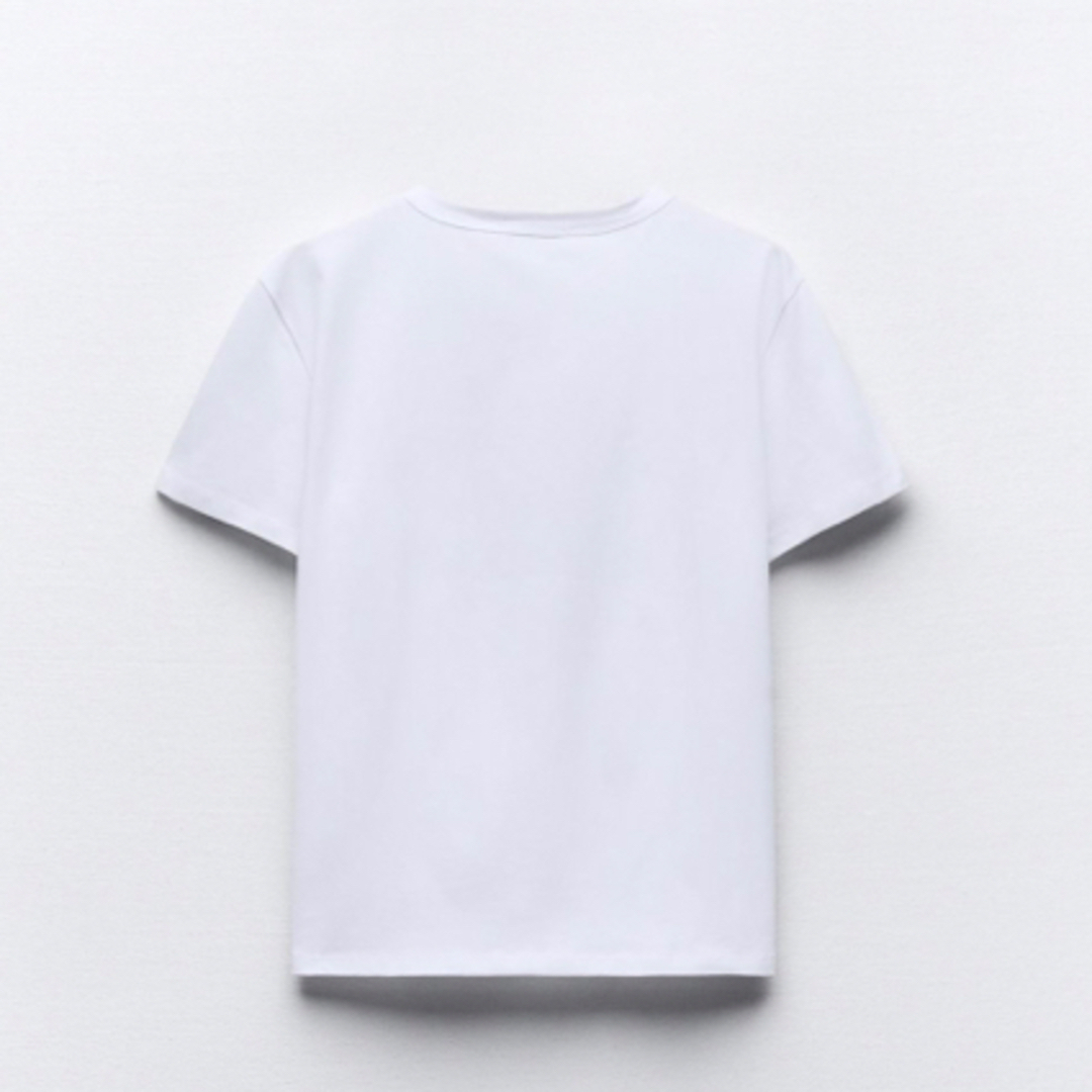 ZARA(ザラ)のZARA  テキストTシャツ ホワイト×ブルー S レディースのトップス(Tシャツ(半袖/袖なし))の商品写真