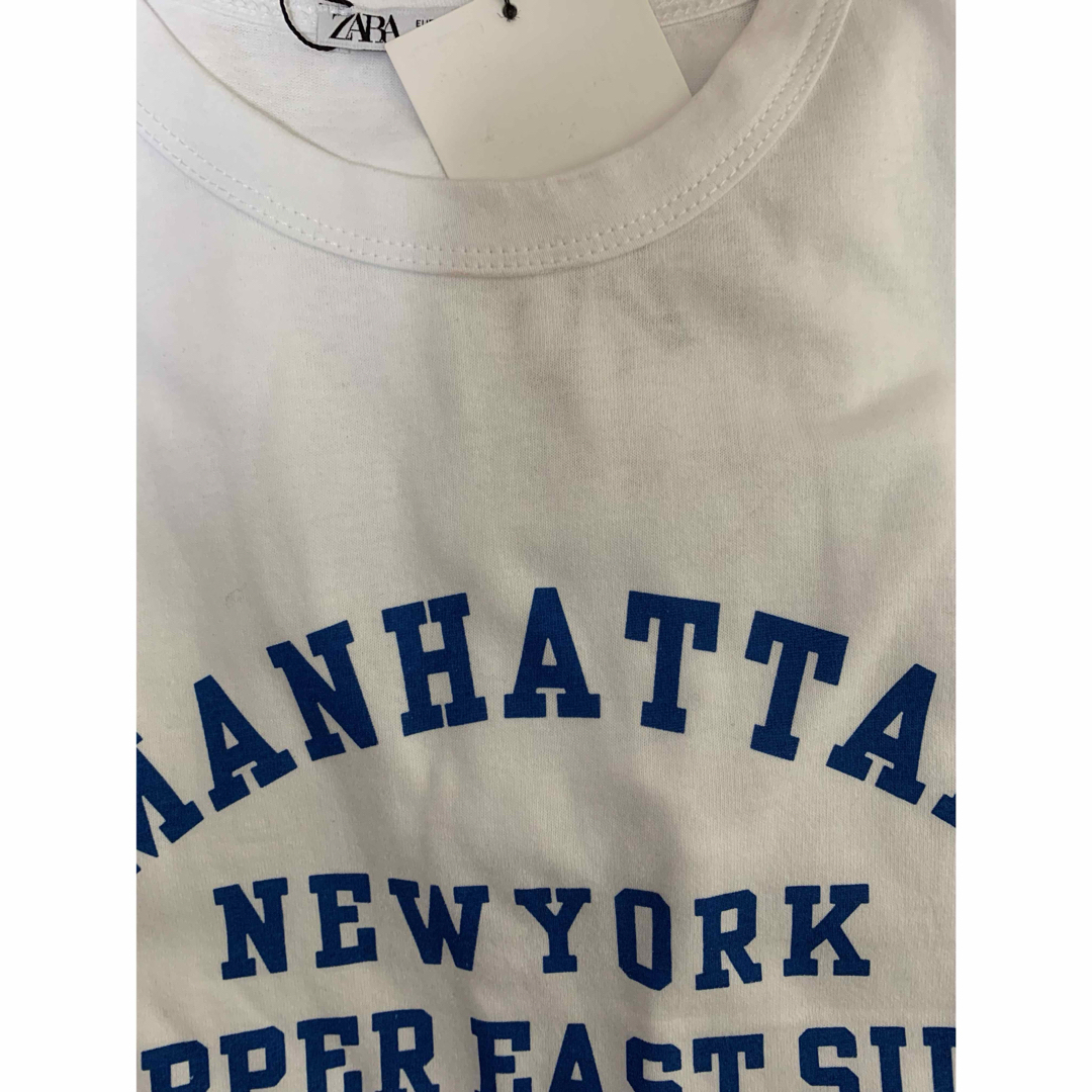ZARA(ザラ)のZARA  テキストTシャツ ホワイト×ブルー S レディースのトップス(Tシャツ(半袖/袖なし))の商品写真