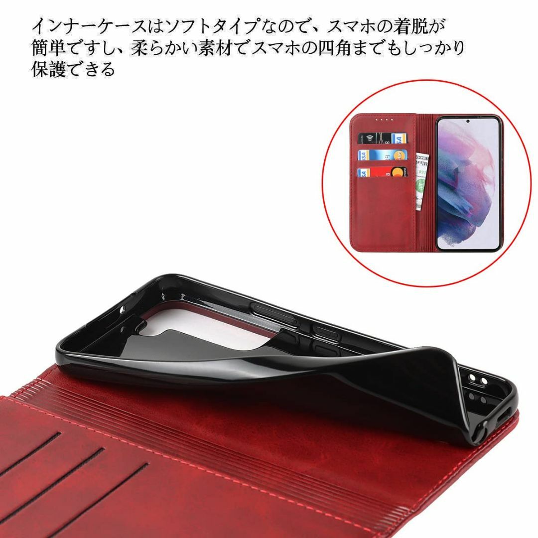 【サイズ:GalaxyS22_色:レトロレッド】S22 ケース 手帳型 Gala スマホ/家電/カメラのスマホアクセサリー(その他)の商品写真