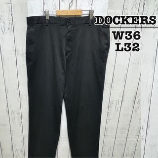 リーバイス(Levi's)のDOCKERS　スラックス　ワークパンツ　ダークグレー　無地　W36　USA古着(スラックス)