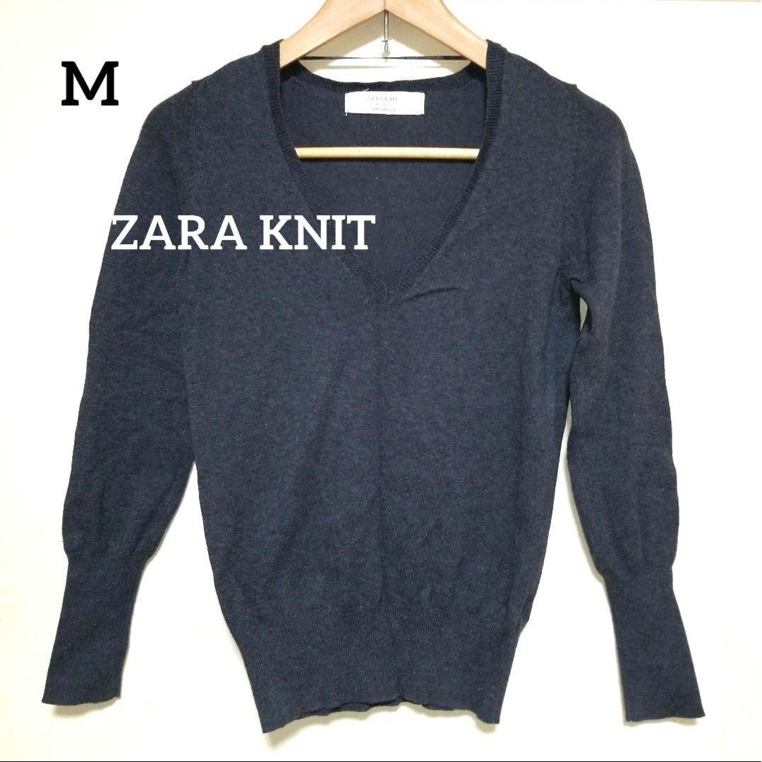 ZARA(ザラ)の{コットン素材}Vネック　ニット　ZARA　 KNIT セーター　Mサイズ　綿 レディースのトップス(その他)の商品写真