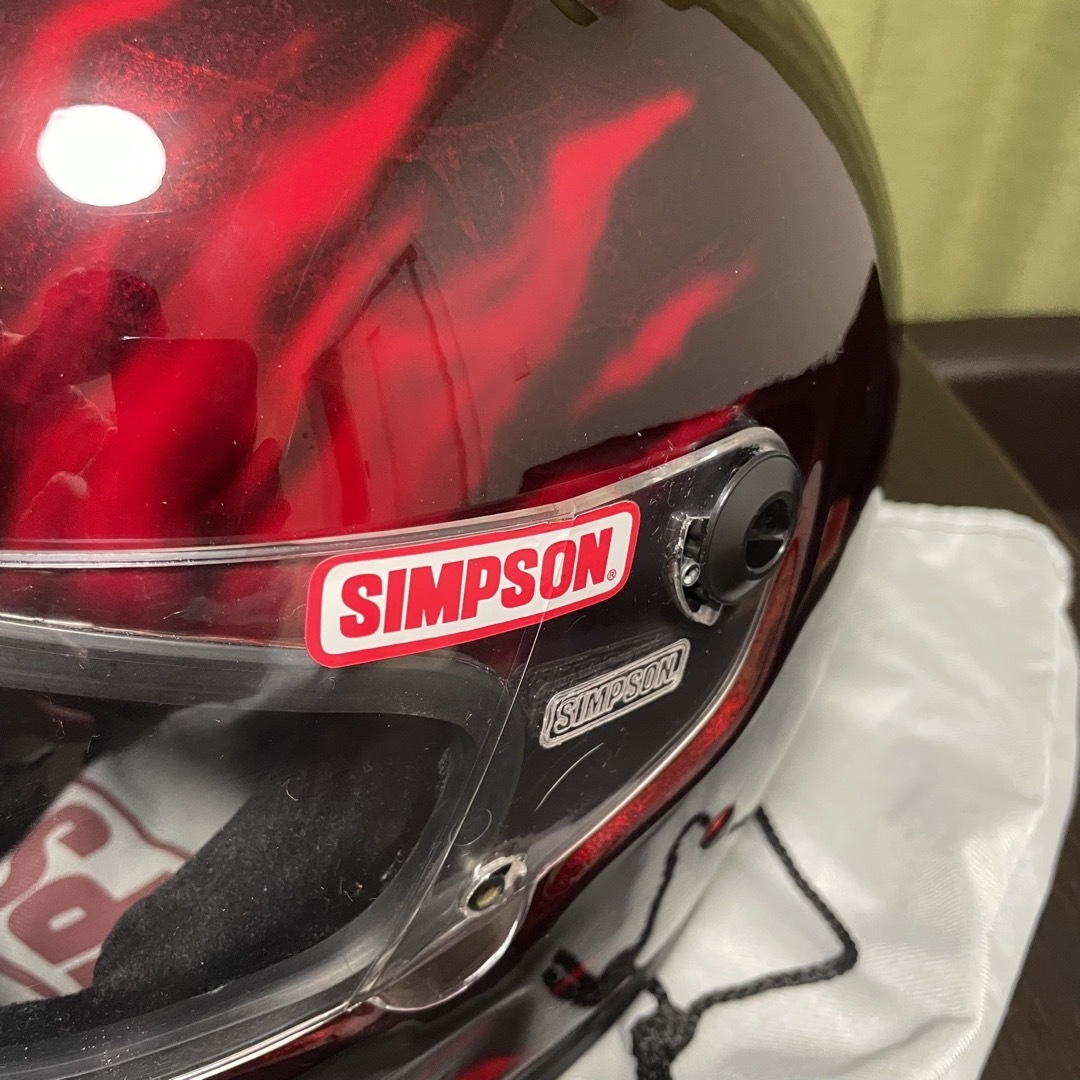 SIMPSON(シンプソン)のsimpson シンプソン　ヘルメット　ペイント　レッド　ハーレーダビットソン 自動車/バイクのバイク(ヘルメット/シールド)の商品写真