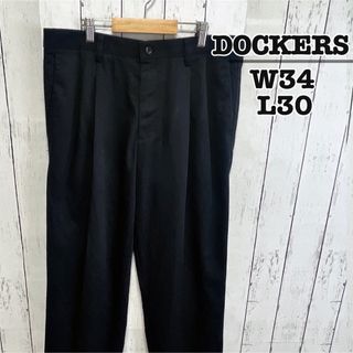 リーバイス(Levi's)のDOCKERS　チノパンスラックス　2タック　ブラック　黒　W34　USA古着(チノパン)