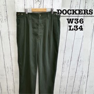 リーバイス(Levi's)のDOCKERS　ワークパンツ　チノパン　ダークグリーン　無地　W36　USA古着(ワークパンツ/カーゴパンツ)