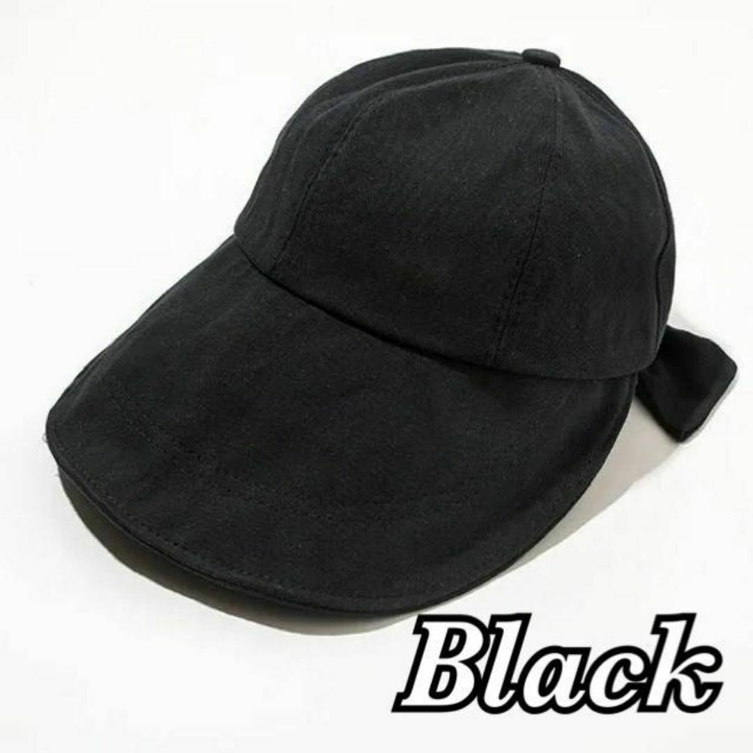 帽子 リボン ブラック 黒 日焼け 対策 夏 アウトドア ハット キャンプ レディースの帽子(ハット)の商品写真