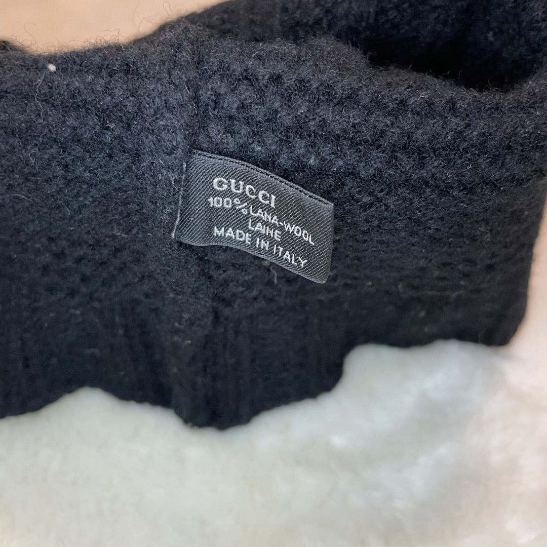 Gucci(グッチ)のGUCCI ニット帽 グッチ ブラック GGロゴ　帽子 イタリア製 ウール レディースの帽子(ハット)の商品写真