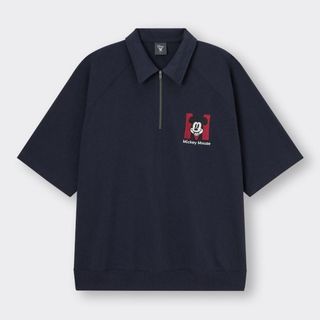 ジーユー(GU)の新品未使用　ジーユー　ディズニー　ミッキーコラボ スウェＴハーフジップ  M(Tシャツ/カットソー(半袖/袖なし))