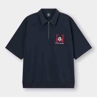 ジーユー(GU)の新品未使用　ジーユー　ディズニー　ミッキーコラボ スウェＴハーフジップ  L(Tシャツ/カットソー(半袖/袖なし))