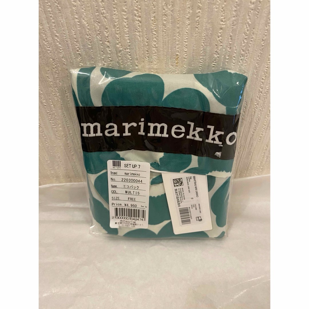 marimekko(マリメッコ)のmarimekko マリメッコ　 エコバッグ　ウニッコ　グリーン　　ホワイト レディースのバッグ(エコバッグ)の商品写真