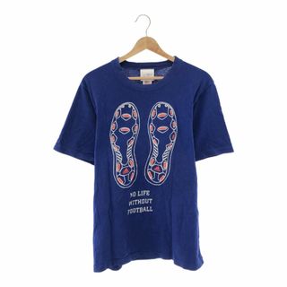 アディダス(adidas)の美品 送料無料 adidas トップス Tシャツ ロゴプリント 半袖 ブルー L(Tシャツ(半袖/袖なし))