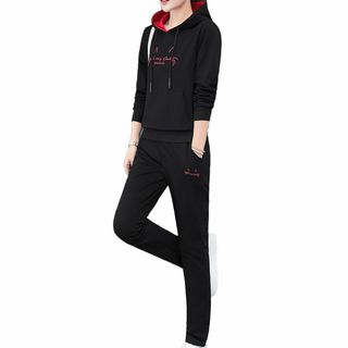 [アズルテ] 裏起毛 パーカーセットアップ 2色 M～2XL レディース スウェ(その他)