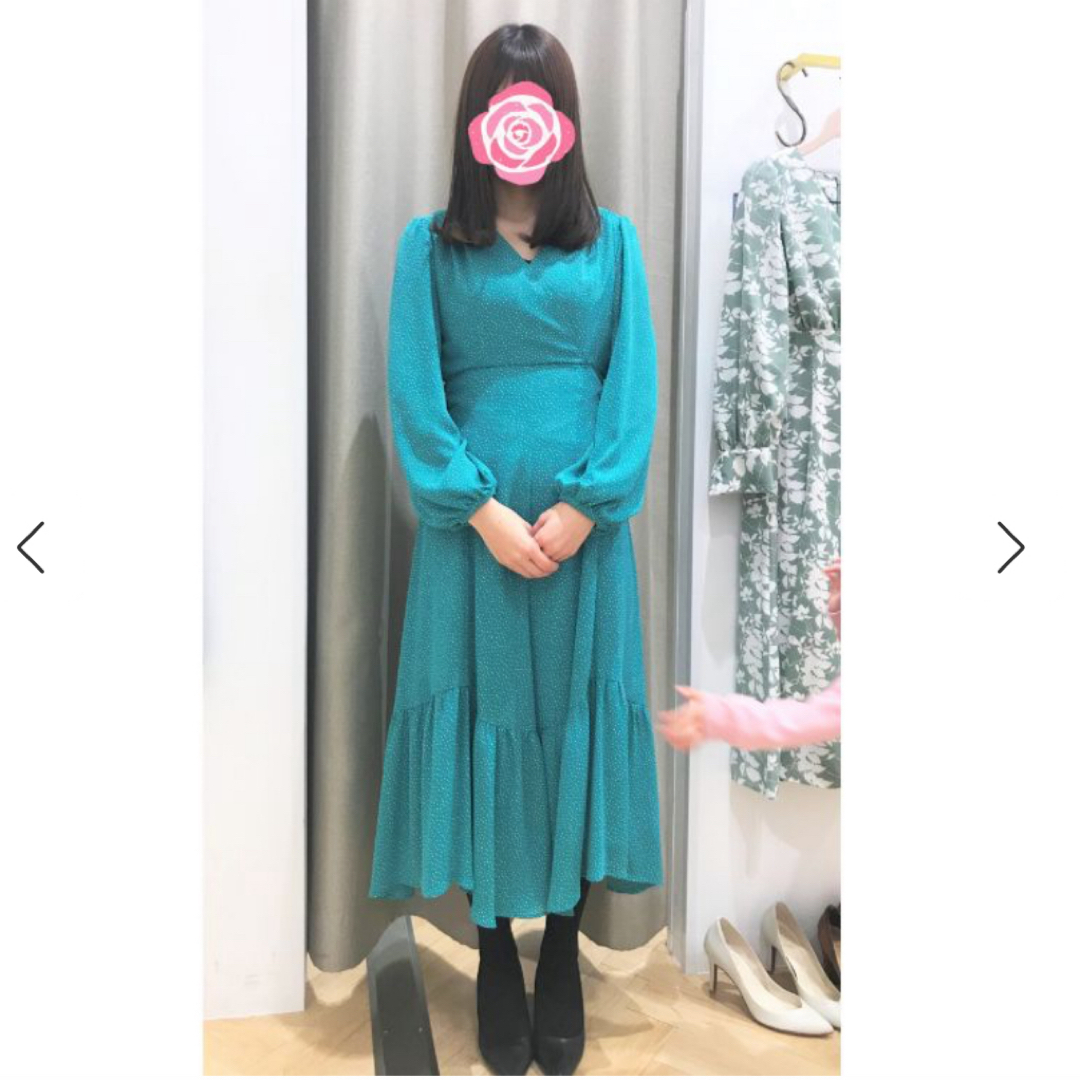 ターコイズ色　ワンピース👗 レディースのワンピース(ロングワンピース/マキシワンピース)の商品写真