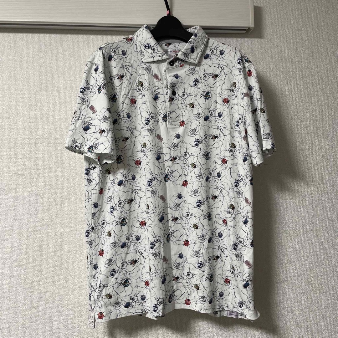 コトンドゥ　メンズ　シャツ　虫　総柄　ホワイト　S ゴルフ メンズのトップス(Tシャツ/カットソー(半袖/袖なし))の商品写真