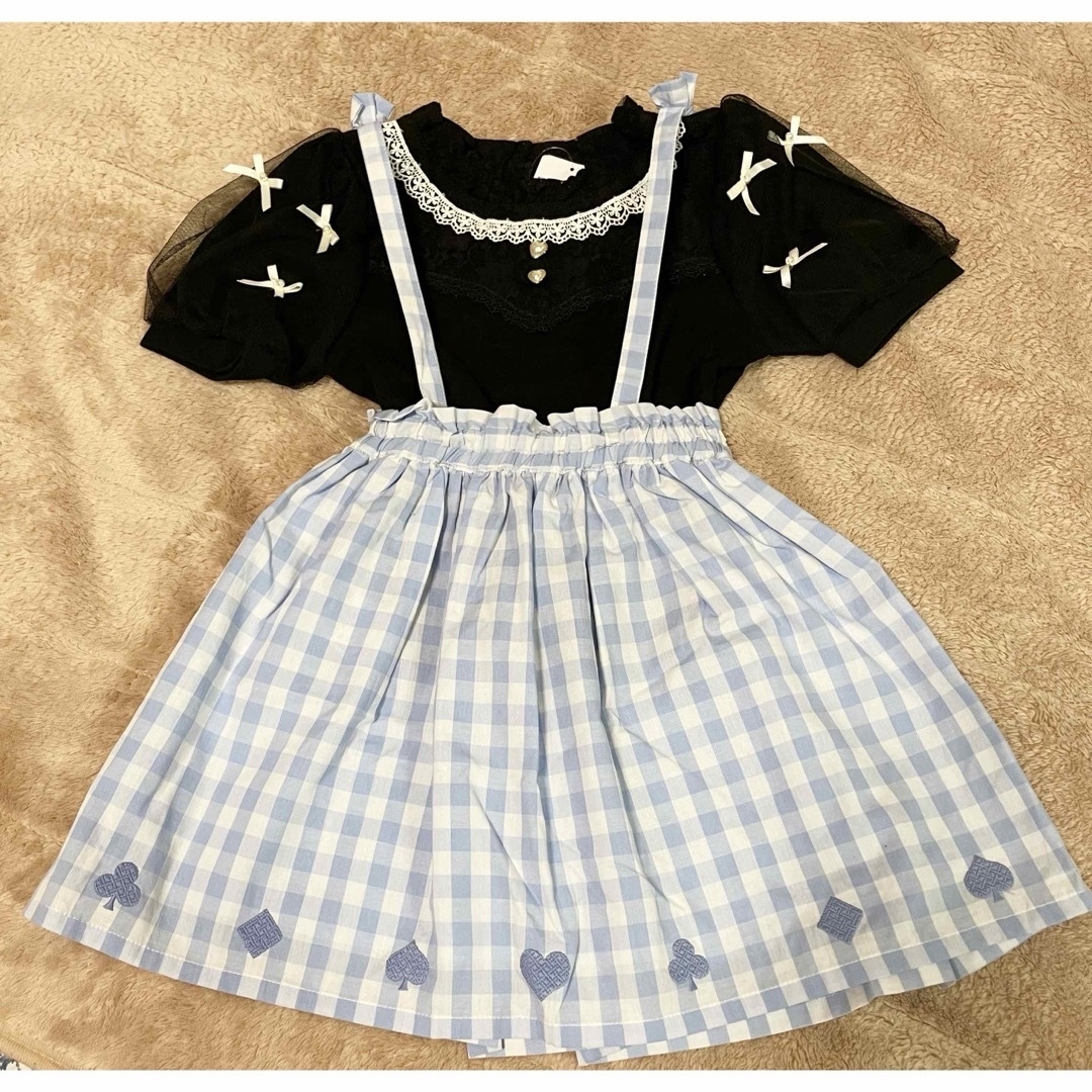 axes femme(アクシーズファム)のアクシーズファム　トップス　スカート　未使用　ジャンパースカート キッズ/ベビー/マタニティのキッズ服女の子用(90cm~)(スカート)の商品写真