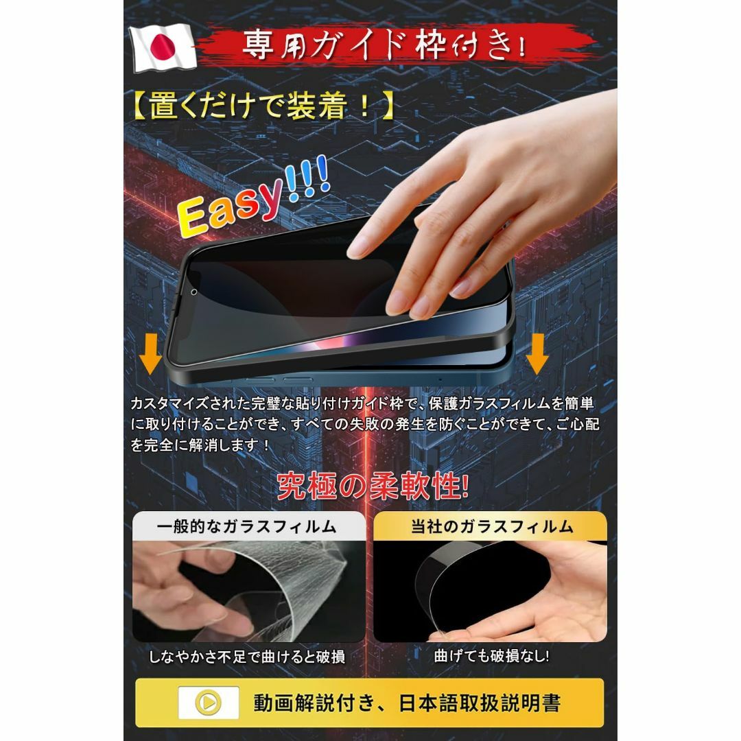 【人気商品】SUPSOUND 【2枚セット/覗き見防止】iPhone 13 ガラ スマホ/家電/カメラのスマホアクセサリー(その他)の商品写真