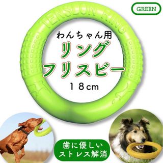 犬 ペット フリズビー リング Sサイズ グリーン おもちゃ ストレス解消