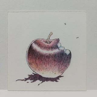 オリジナルイラスト 手描きイラスト ハンドメイド アップル 絵 リンゴ 林檎(アート/写真)