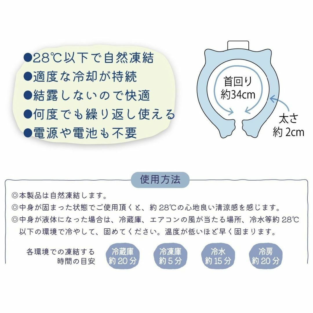 冷感クールリング ネコザワさん柄 ブルー 熱中症対策 ひんやり クール エンタメ/ホビーのおもちゃ/ぬいぐるみ(キャラクターグッズ)の商品写真