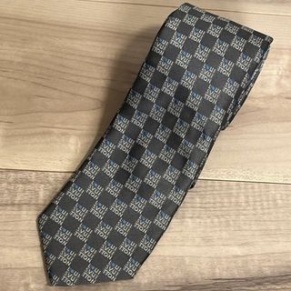 ルイヴィトン(LOUIS VUITTON)のルイヴィトン/LOUIS VUITTON ダミエ柄 ネクタイ 黒灰色 3.5万円(ネクタイ)