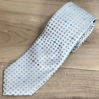 美品 ルイヴィトン/LOUIS VUITTON ロゴネクタイ 水色 3.5万円