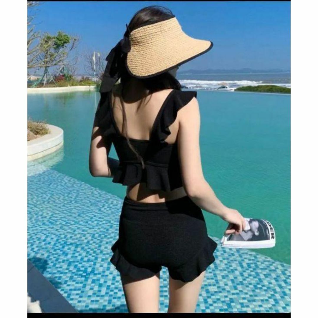 水着  レディース  ビキニ  体型カバー  黒  フリル  ビスチェSALE レディースの水着/浴衣(水着)の商品写真
