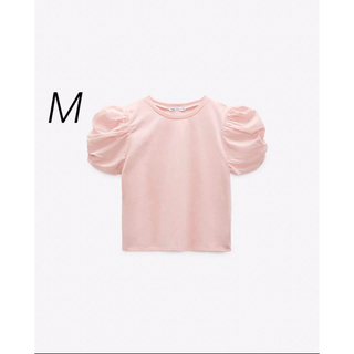 ザラ(ZARA)のZARA ザラ バルーンスリーブTシャツ M ピンク(Tシャツ(半袖/袖なし))