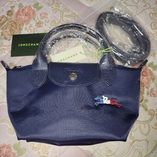 ロンシャン(LONGCHAMP)のロンシャン　ル プリアージュトップハンドルバッグ ロゴ三色刺繍　XSサイズ(ショルダーバッグ)