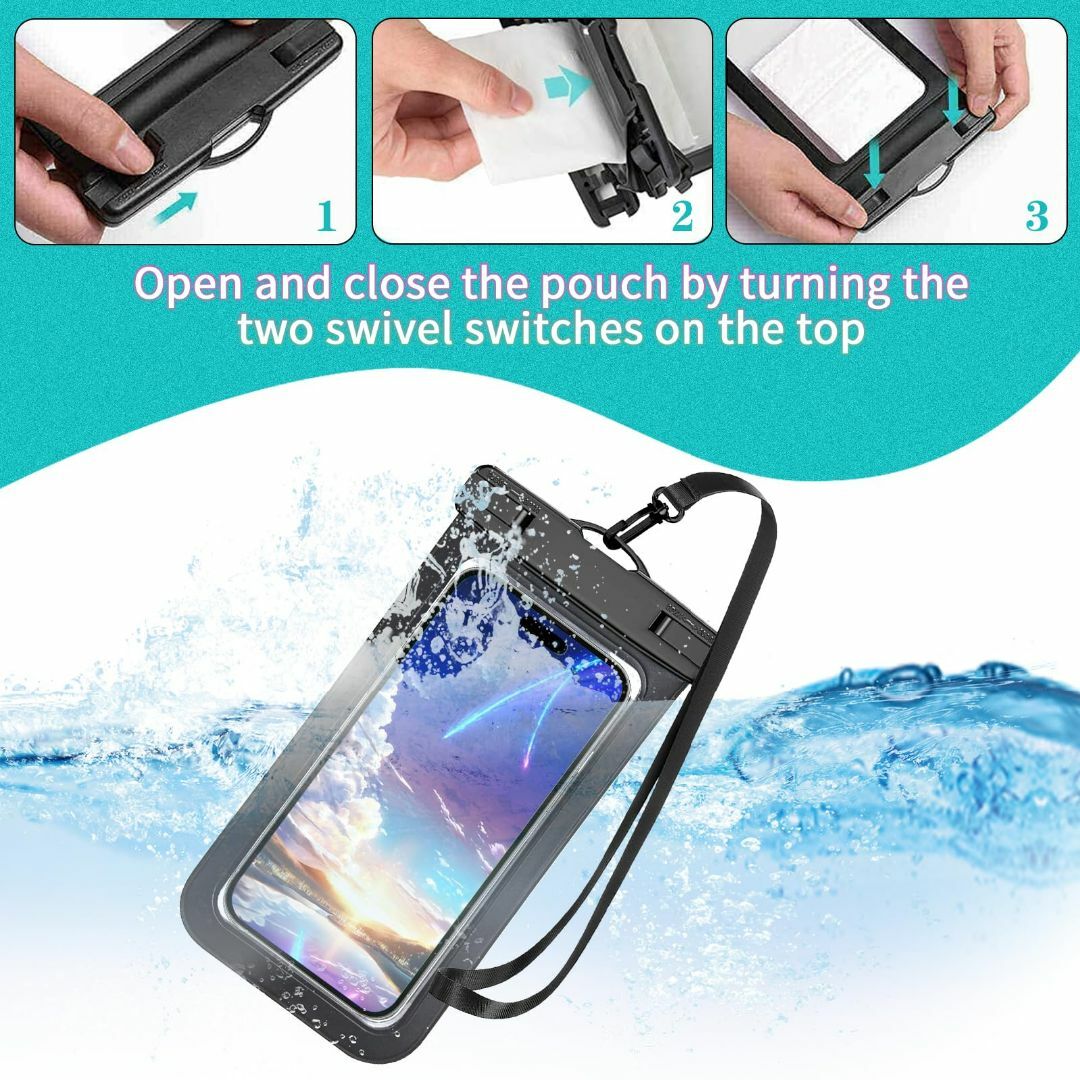 【色:マルチカラー4パック】【4枚セット 完全防水】ユニバーサル防水電話スマホ  スマホ/家電/カメラのスマホアクセサリー(その他)の商品写真