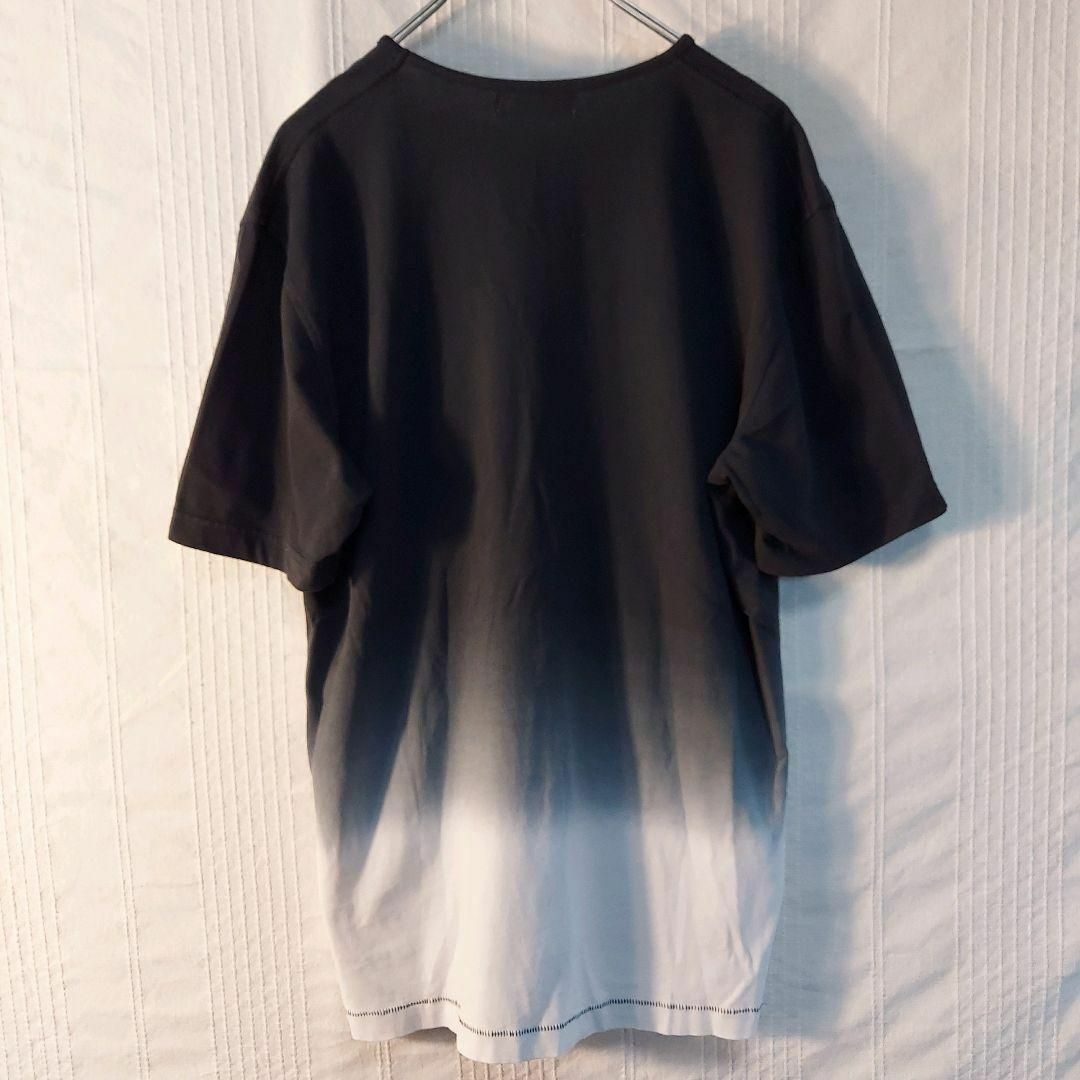 Santafe(サンタフェ)のサンタフェ　Tシャツ　スカル　刺繍　ロゴ　L　バイカラー　黒　古着 メンズのトップス(Tシャツ/カットソー(半袖/袖なし))の商品写真