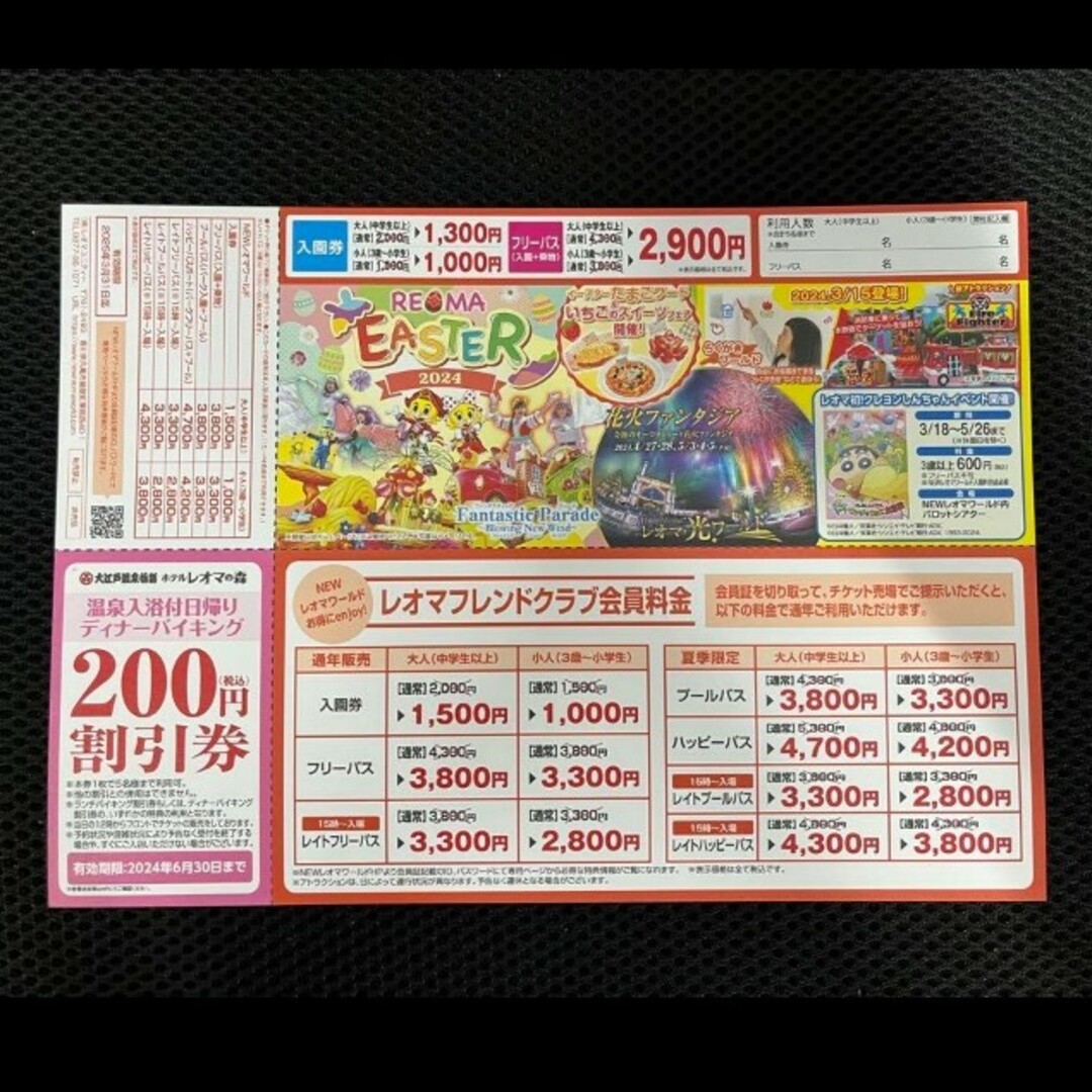 レオマワールド☆割引券 レディースのレディース その他(セット/コーデ)の商品写真